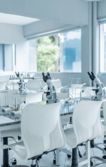 Modern smart clinic interior with advanced diagnostic equipment, representing AI-enabled healthcare technology and digital wellness solutions