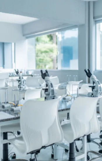 Modern smart clinic interior with advanced diagnostic equipment, representing AI-enabled healthcare technology and digital wellness solutions