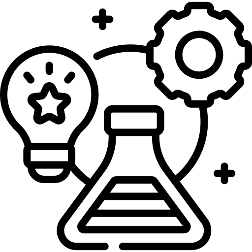 Innovation icon representing new ideas and research-driven progress